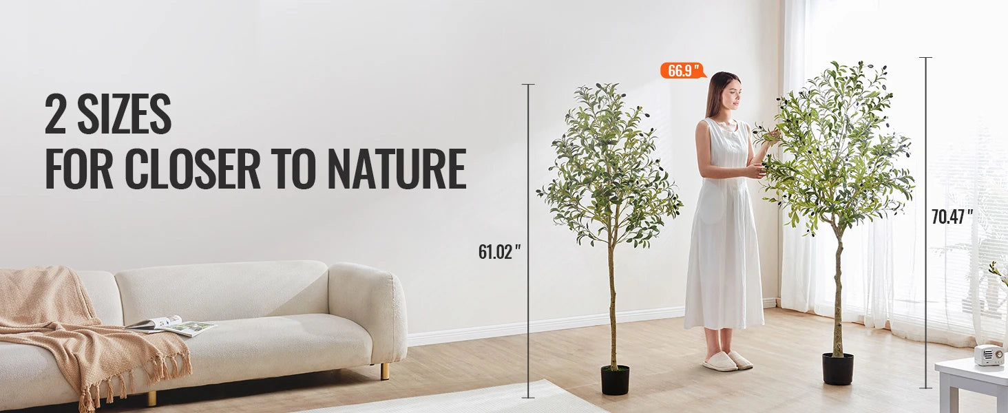Arbore artificial SucceBuy Olive Înalțime 5/6 ft copac fals înalt, plantă decorativă verde, realist, în ghiveci, pentru casă, birou, depozit, interior