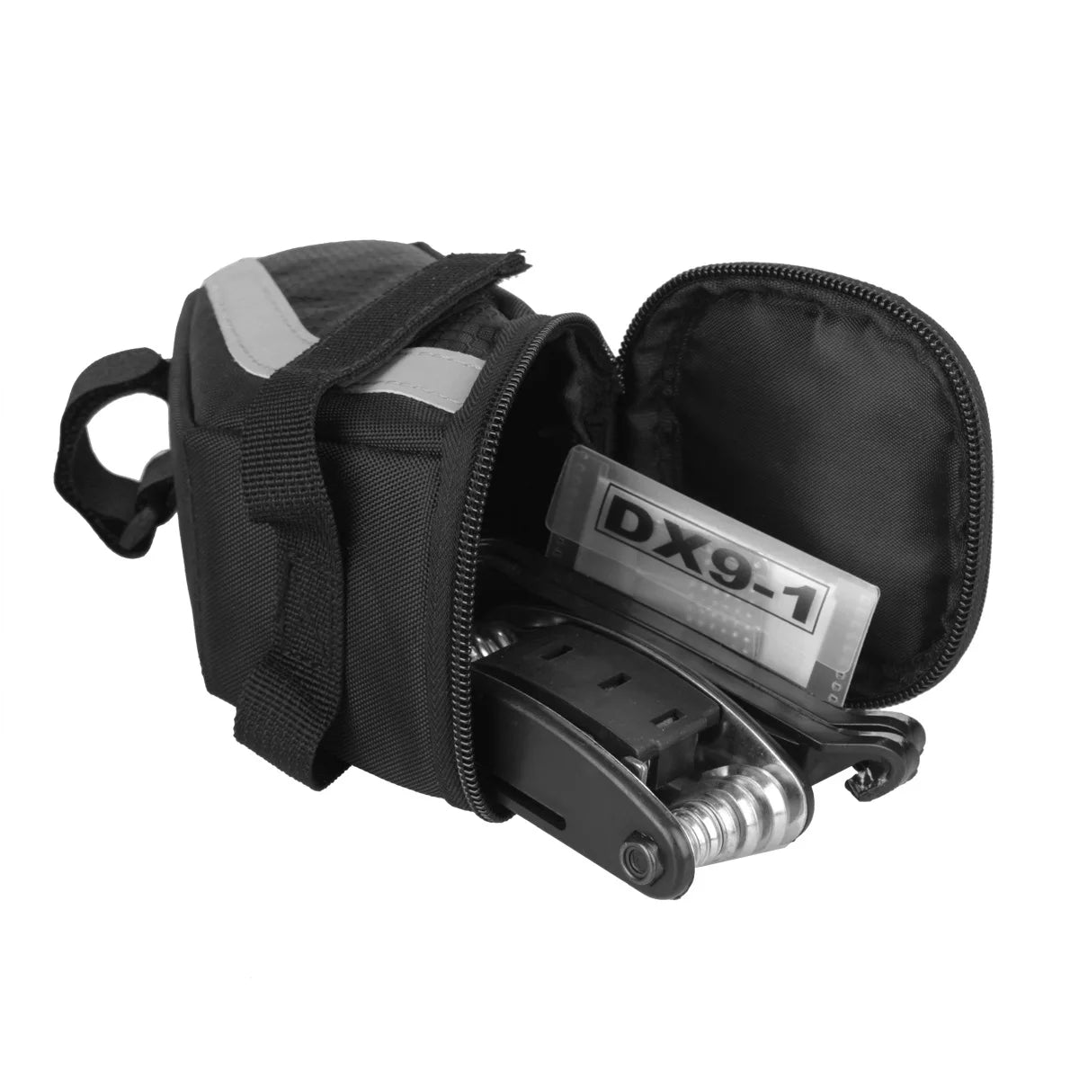 Bike Saddle Bag 1L Small Storage Black Cycling Seat Tail Rear Pouch Bag Accessory Kit Tool Reflective Cycling Accessories