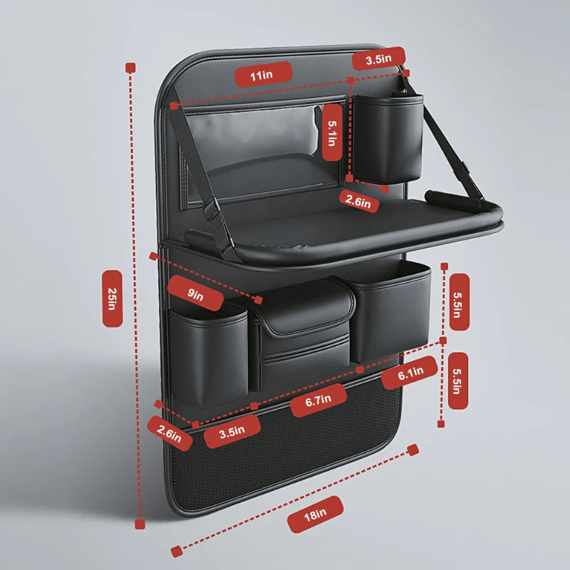 9 in 1 Car Seat Back Organizer with Hidden Tray, Mesh Pocket and Tissue Holder