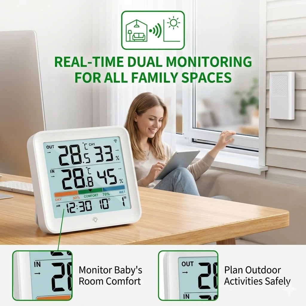 Indoor and Remote-Sensor Temperature Humidity Display