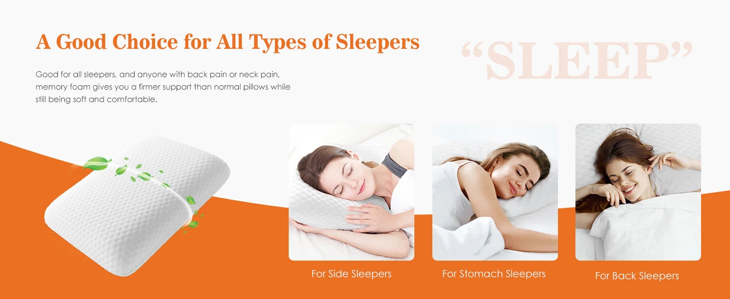 Memory Foam Neck Pillows Set of 2 with Cooling Ventilated Design