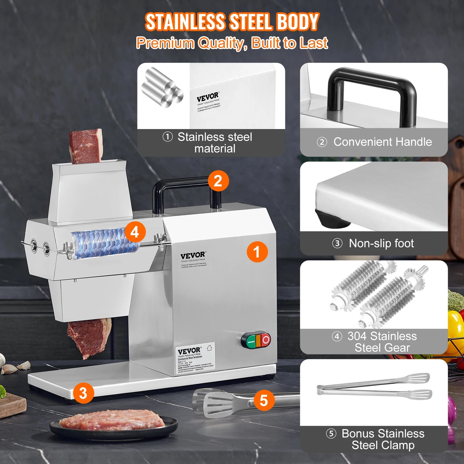 Commercial Electric Meat Tenderizer 54-Blade 450W High Output Machine