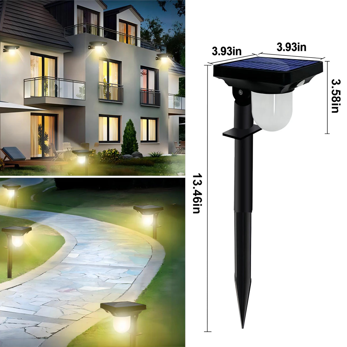 Solar Lights Outdoor Garden Solar Powered Wall Lamp Waterproof Motion Sensor Pathway Light Landscape Path Yard Backyard Lawn
