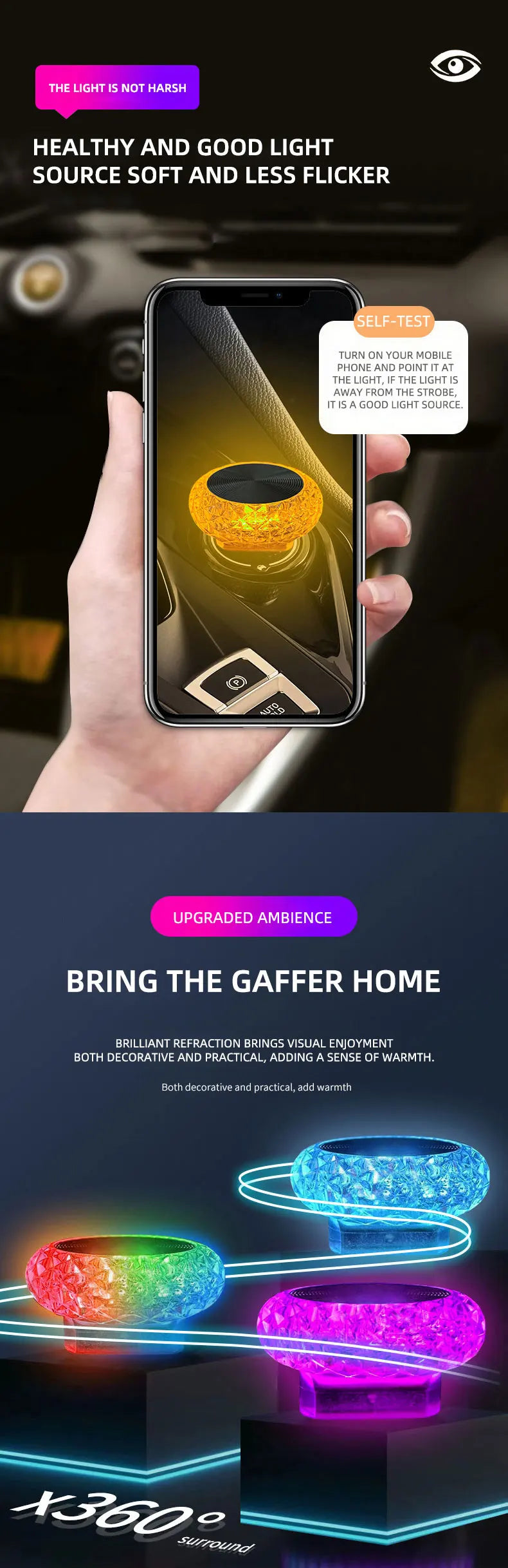 1pc Colorful Portable USB Mini LED Ambient Light for Car Interior Computer Atmosphere Lamp Plug and Play Night Light