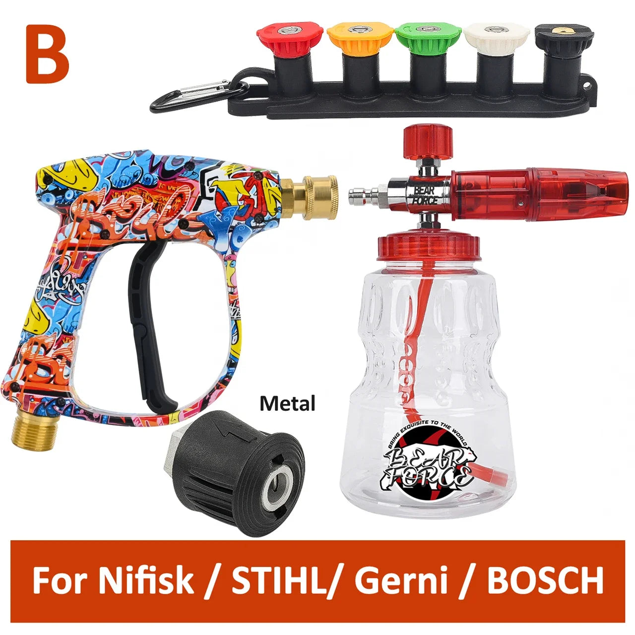 Pressure Washer Water Gun Kit for Car Cleaning Hose Connector For Karcher Nilfisk Parkside Bosch Quick Connector Nozzles