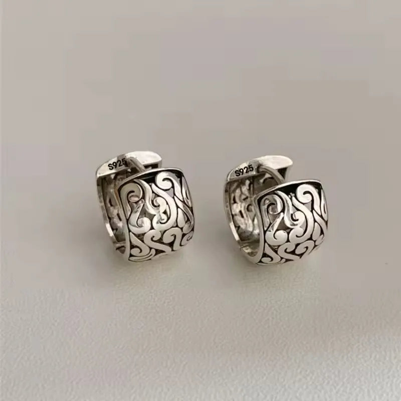 925 Sterling Silver CZ Star Moon Asymmetric Hoop Earrings