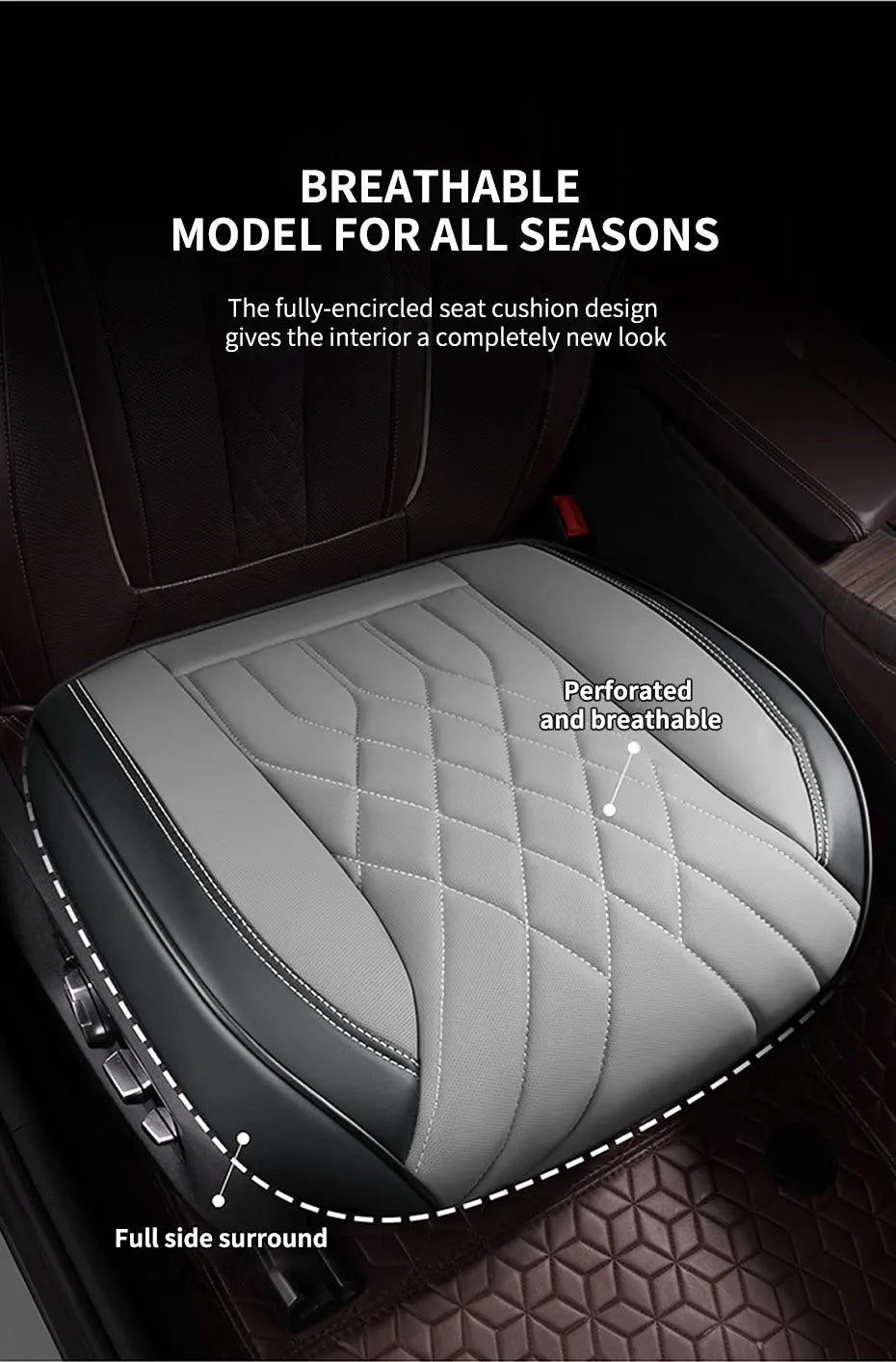 SEAMETAL Luxury Car Seat Cover Full-Wrapped Seat Cushion Wear-Resistant Anti Scratch Auto Seat Protector Universal for Sedan Suv