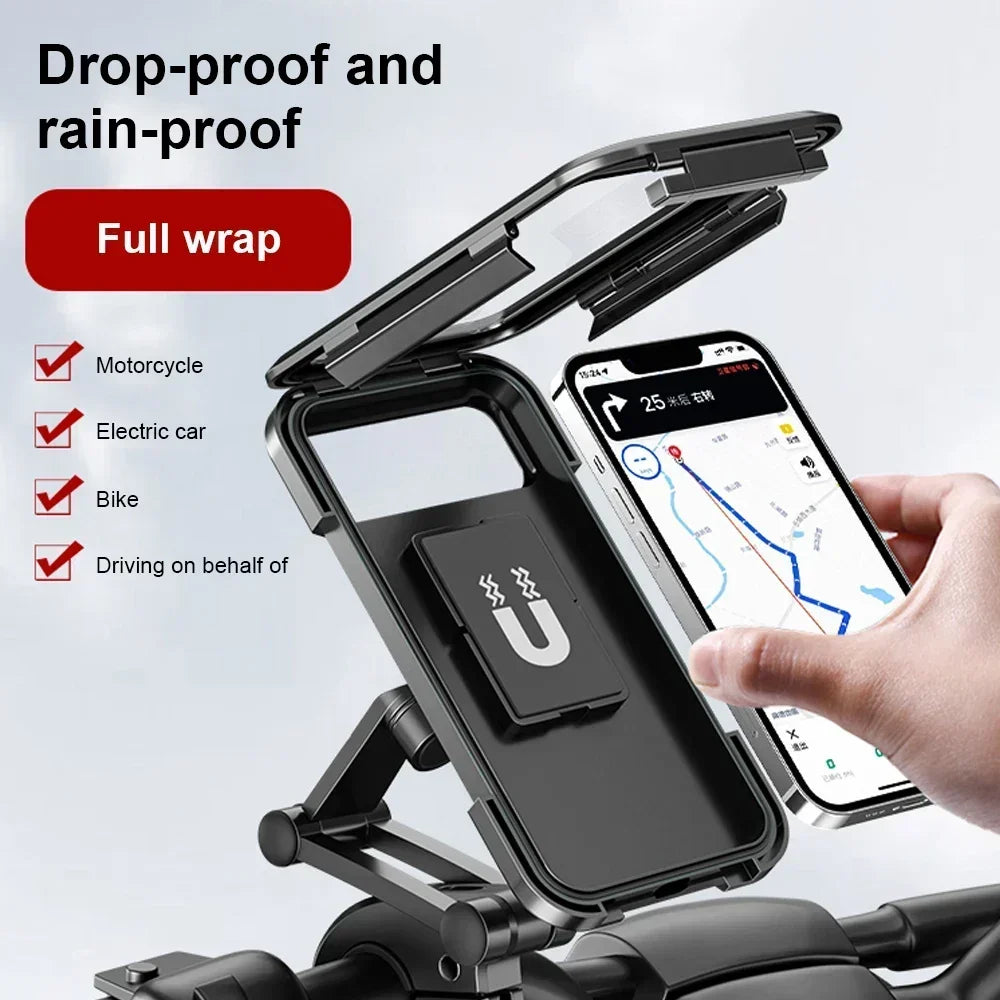 Enclosed Touch-Screen Bike Phone Holder, 360 Rotation
