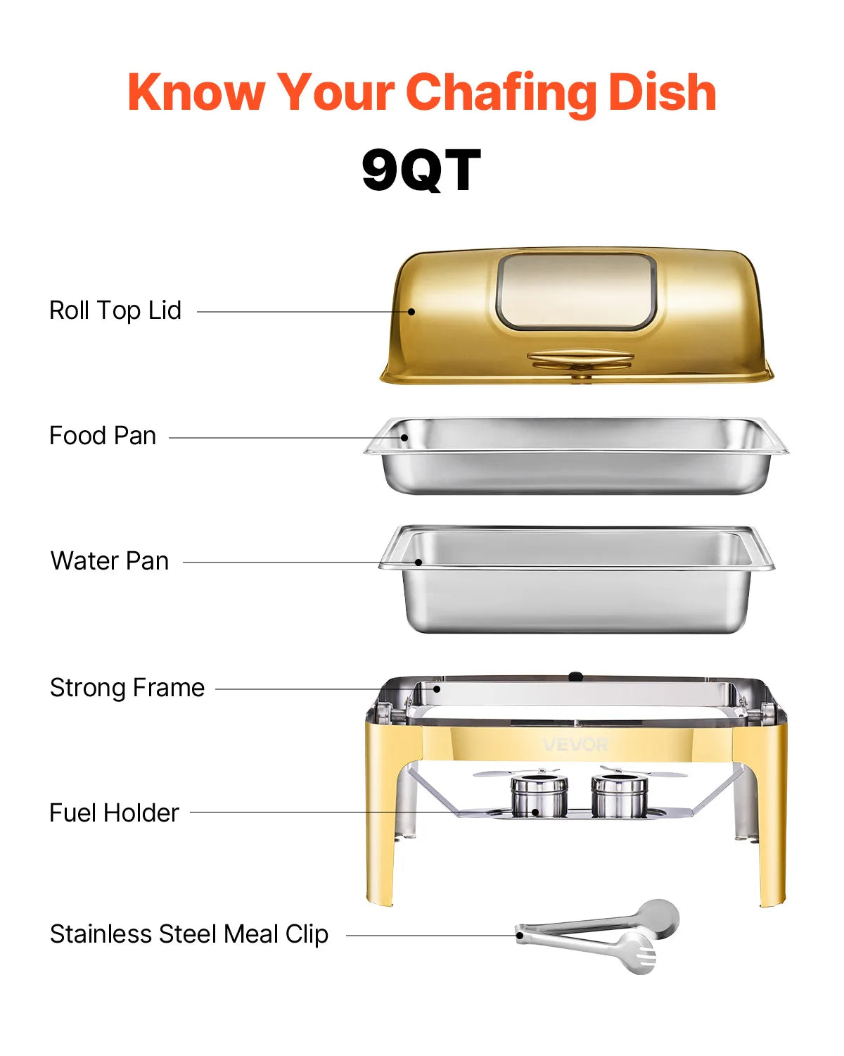 9 Quart Roll-Top Chafing Dish with Viewing Lid