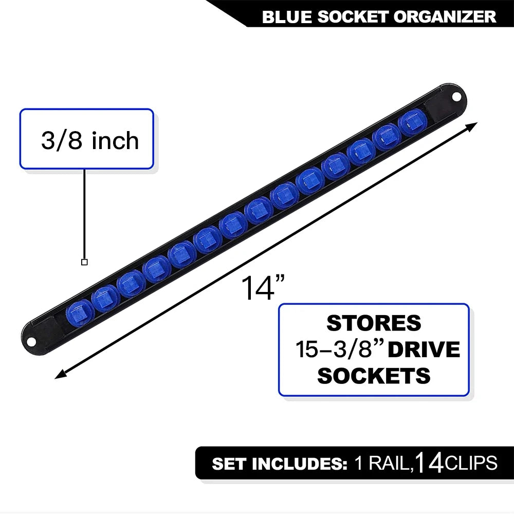 1pc 360° Swivel Socket Organizer 1/4 3/8 1/2 Premium Quality Socket Clip Rail Holder Socket Sliding Stand Sleeve Rail Rack Tools