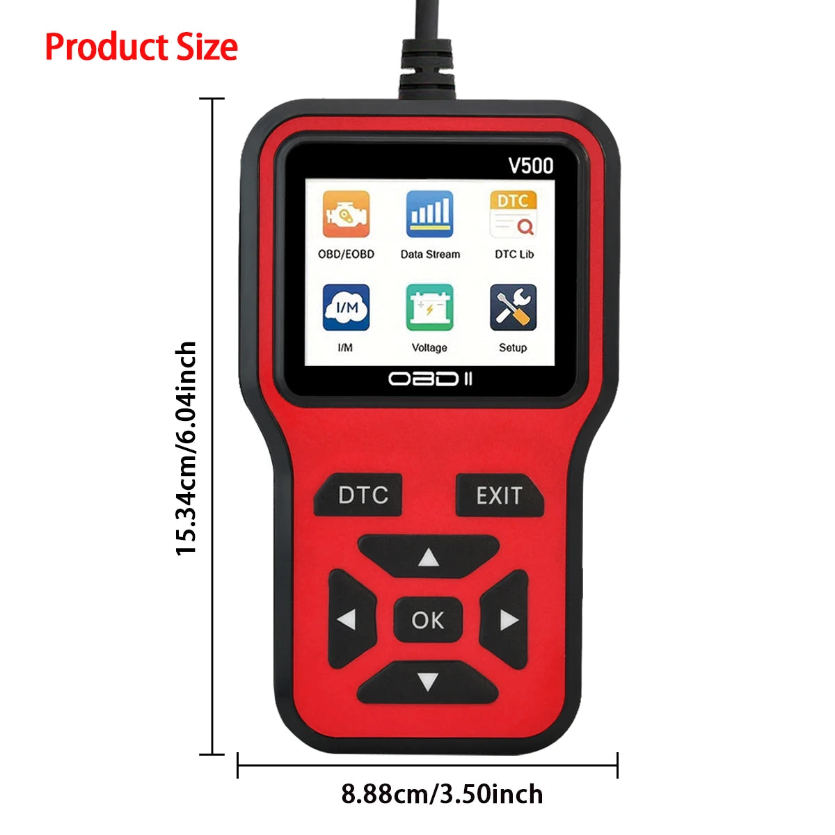 Car OBD2 Scanner Diagnostic Tool Code Reader, Car Voltage Tester Engine Fault Code Scanner, Charging Tester Diagnostic Tool V500