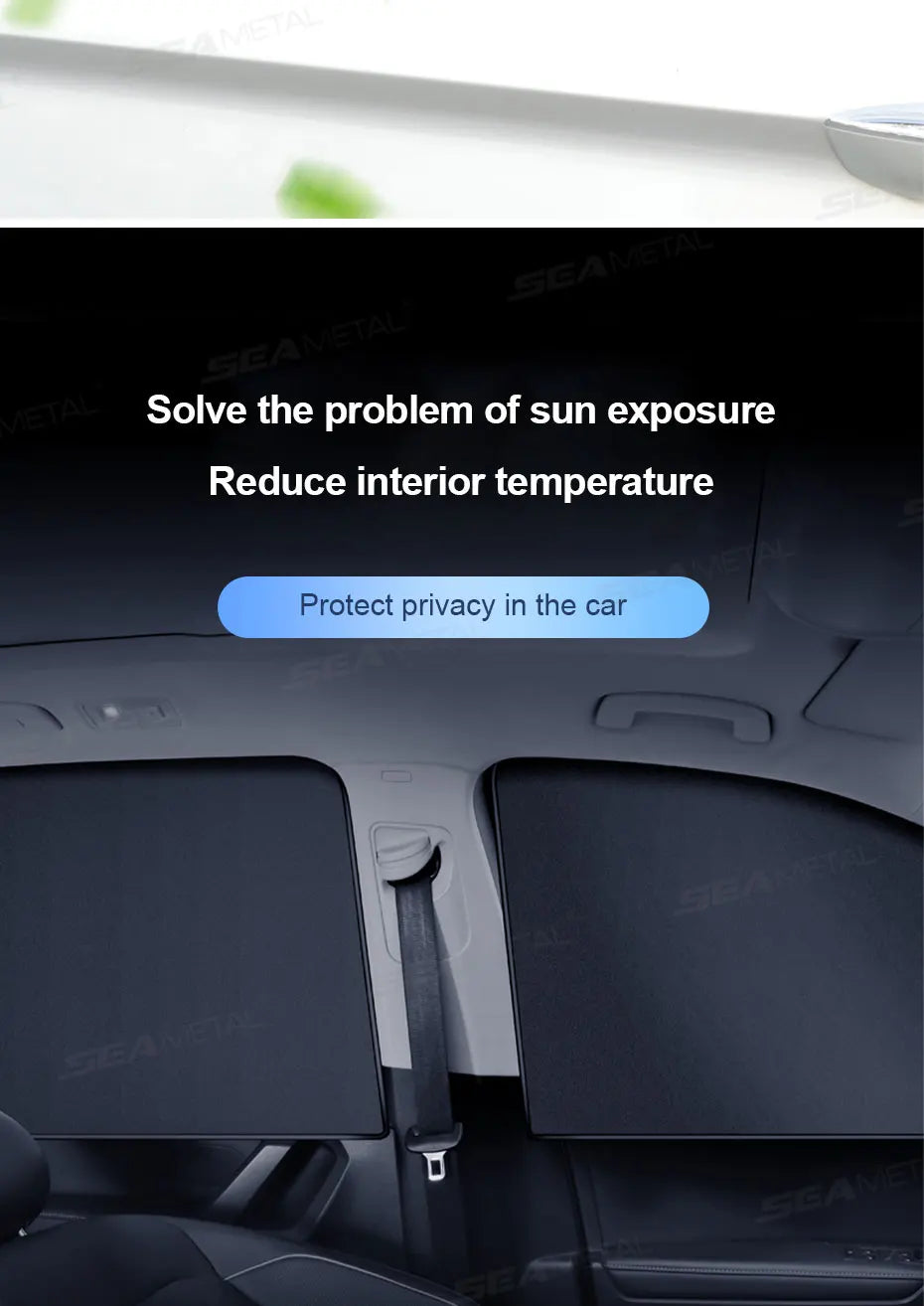 SEAMETAL Car Side Window Curtains UV-Reflective Sun Shade Anti-Glare Magnetic Privacy Cover for Sun Protection Baby Care Curtain