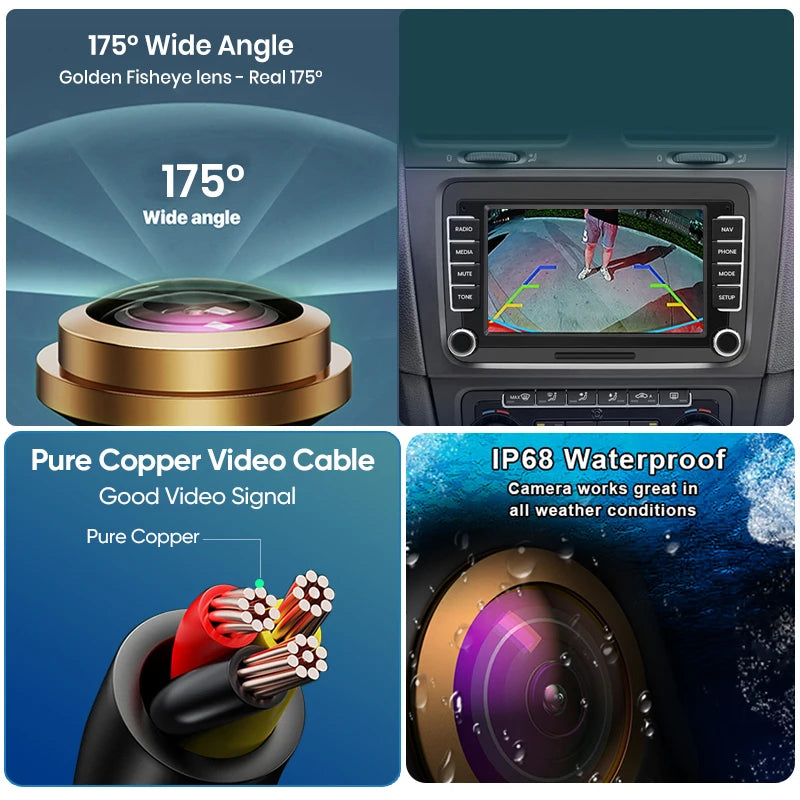 Flipping Logo Rear View Backup Camera 1080P 170° for Android Radio