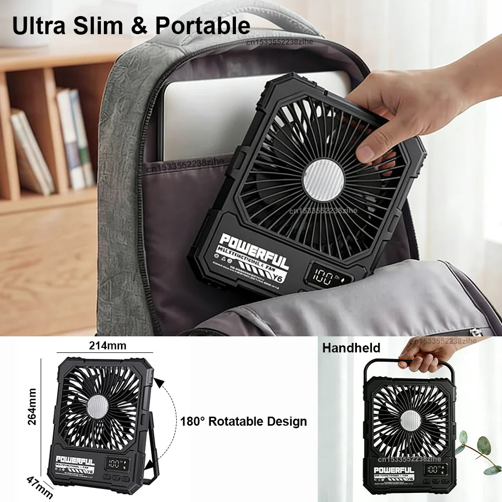 Camping Fan 20000mAh USB Rechargeable Wireless Tent Ceiling Fan Portable Hanging Camping Fan with Night Light and Remote Control
