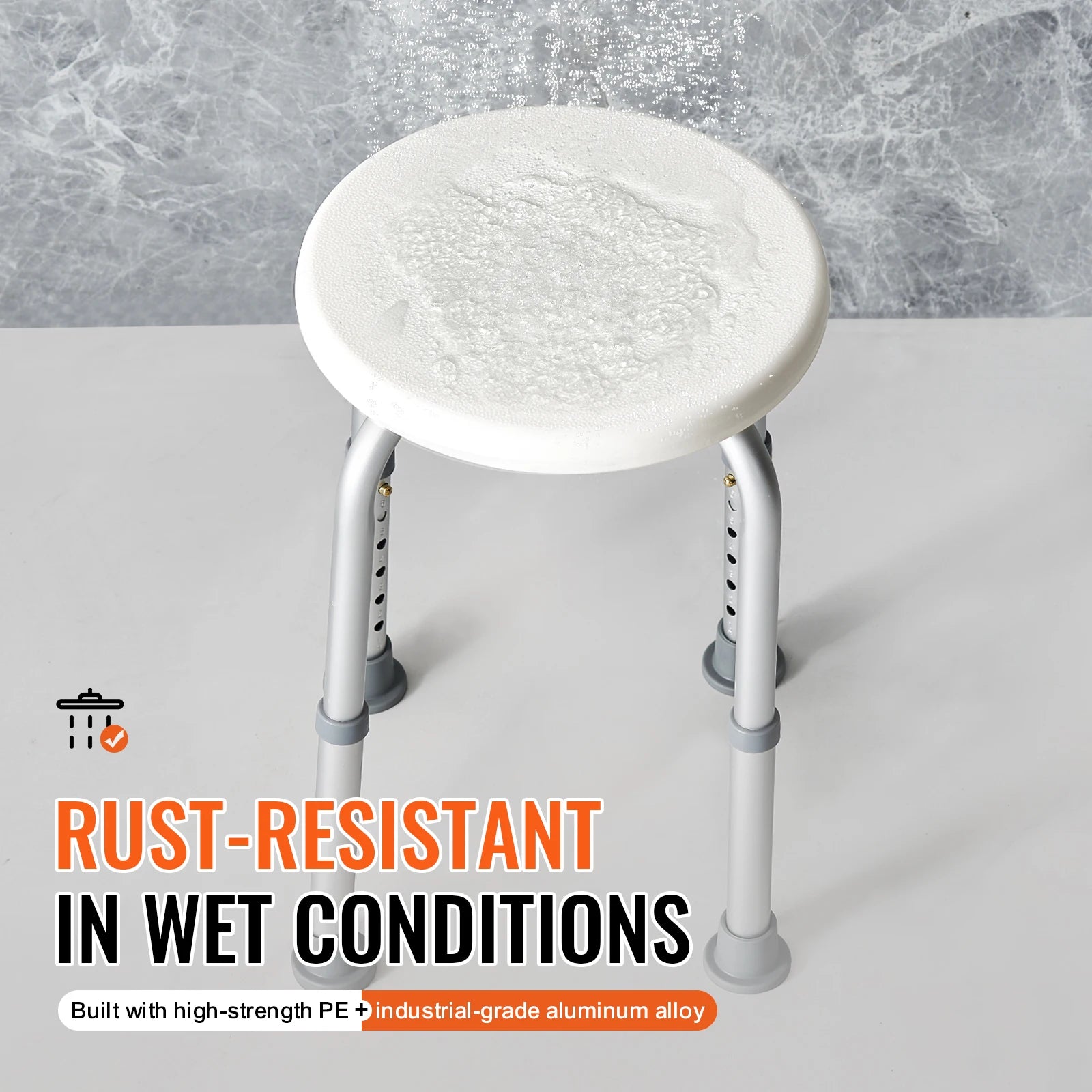 SucceBuy Shower Chair for Inside Shower Adjustable Height Shower Stool Non-Slip Bench Bathtub Seat for Elderly Disabled Adults