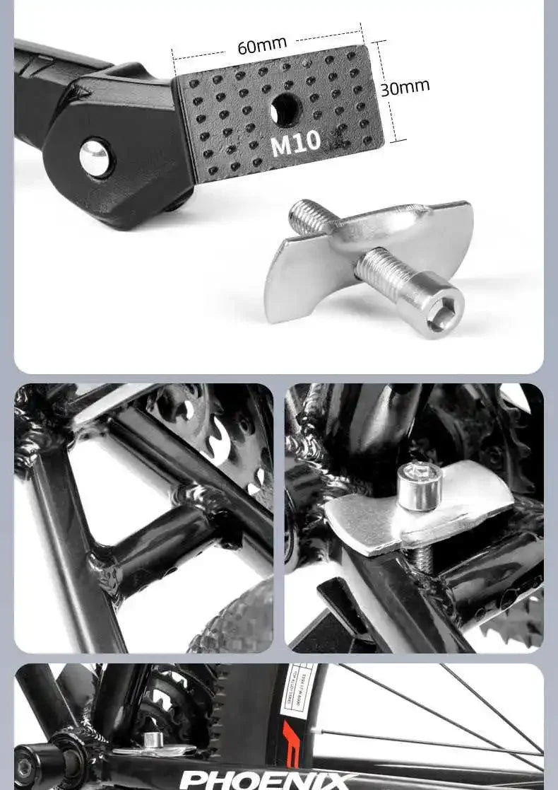 Béquille latérale réglable en aluminium pour vélo