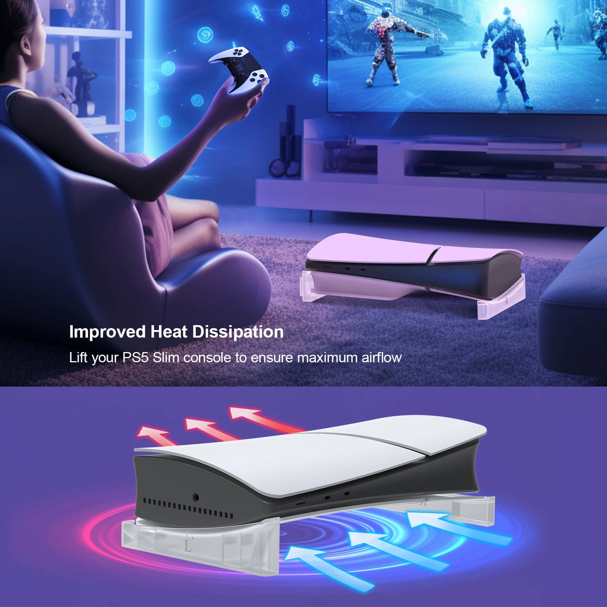 Držalo za PS5 Slim, vodoravno stojalo za prikaz konzole PS5 Slim, prozorno držalo za konzolo, dodatki