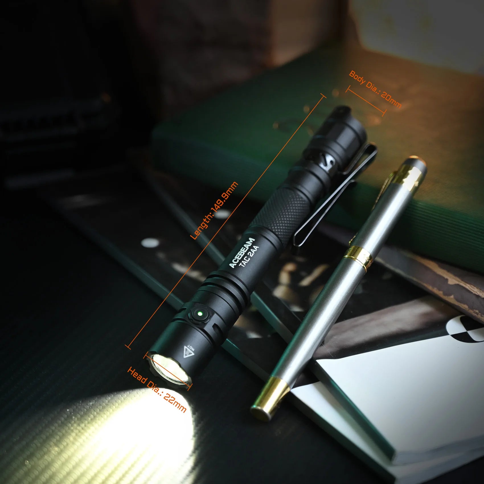 ACEBEAM TAC 2AA LED zseblámpa – 1600 lumenes EDC lámpa