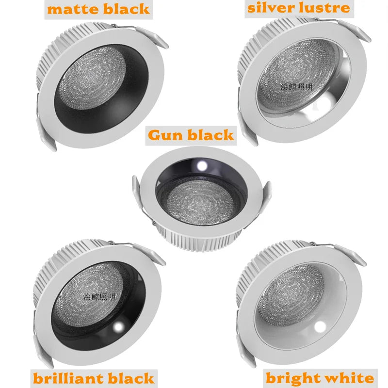 Indbygget LED-downlight med valgmuligheder for finish og dæmpning