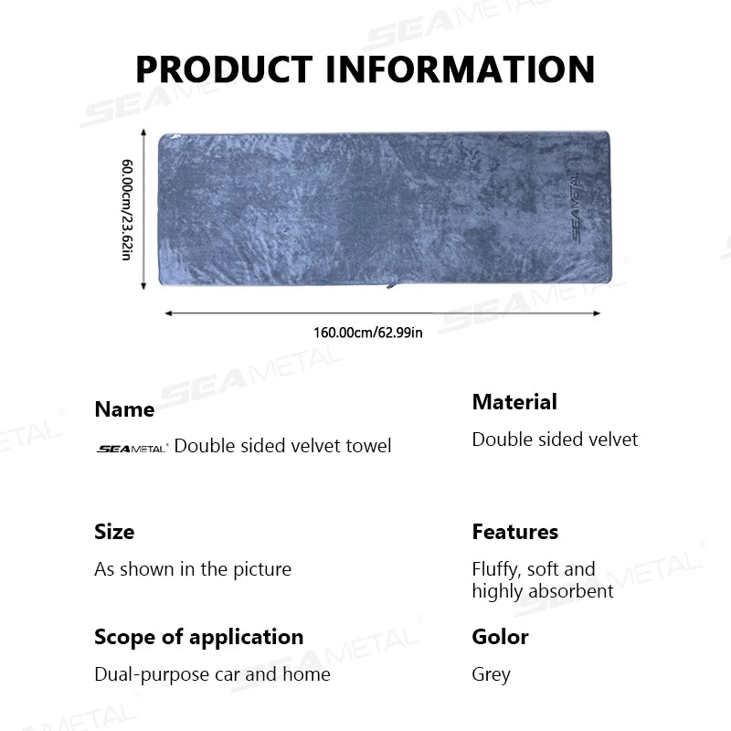 Serviette de lavage de voiture en microfibre 160×60 cm Chiffon de séchage double face