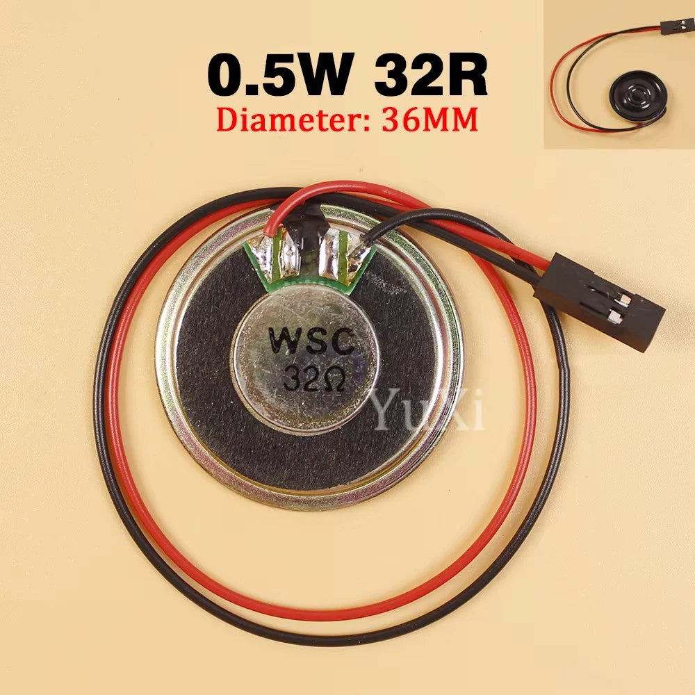 32 Ohm 0.5 W Mini Speaker, Size and Wiring Options
