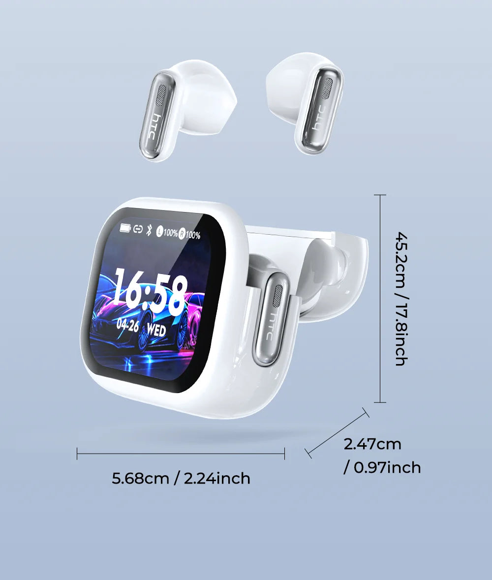 Smart AI Translator HTC NE68 Wireless Bluetooth Earphones With Mic Clear Sound Earbuds Low latency Translation 40Hrs Playback
