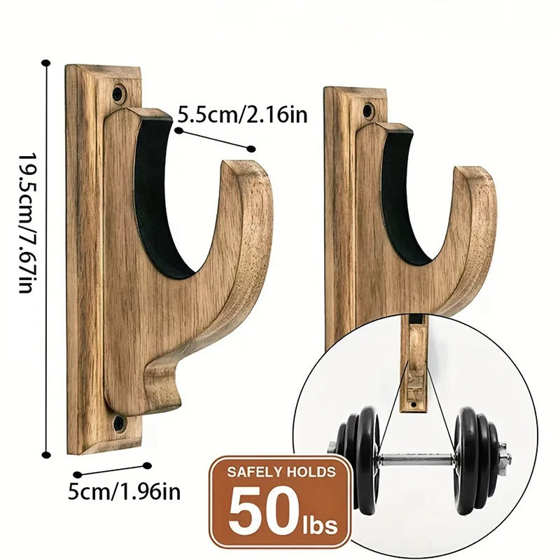 Wooden Wall Display Hooks for Long Guns, Pair