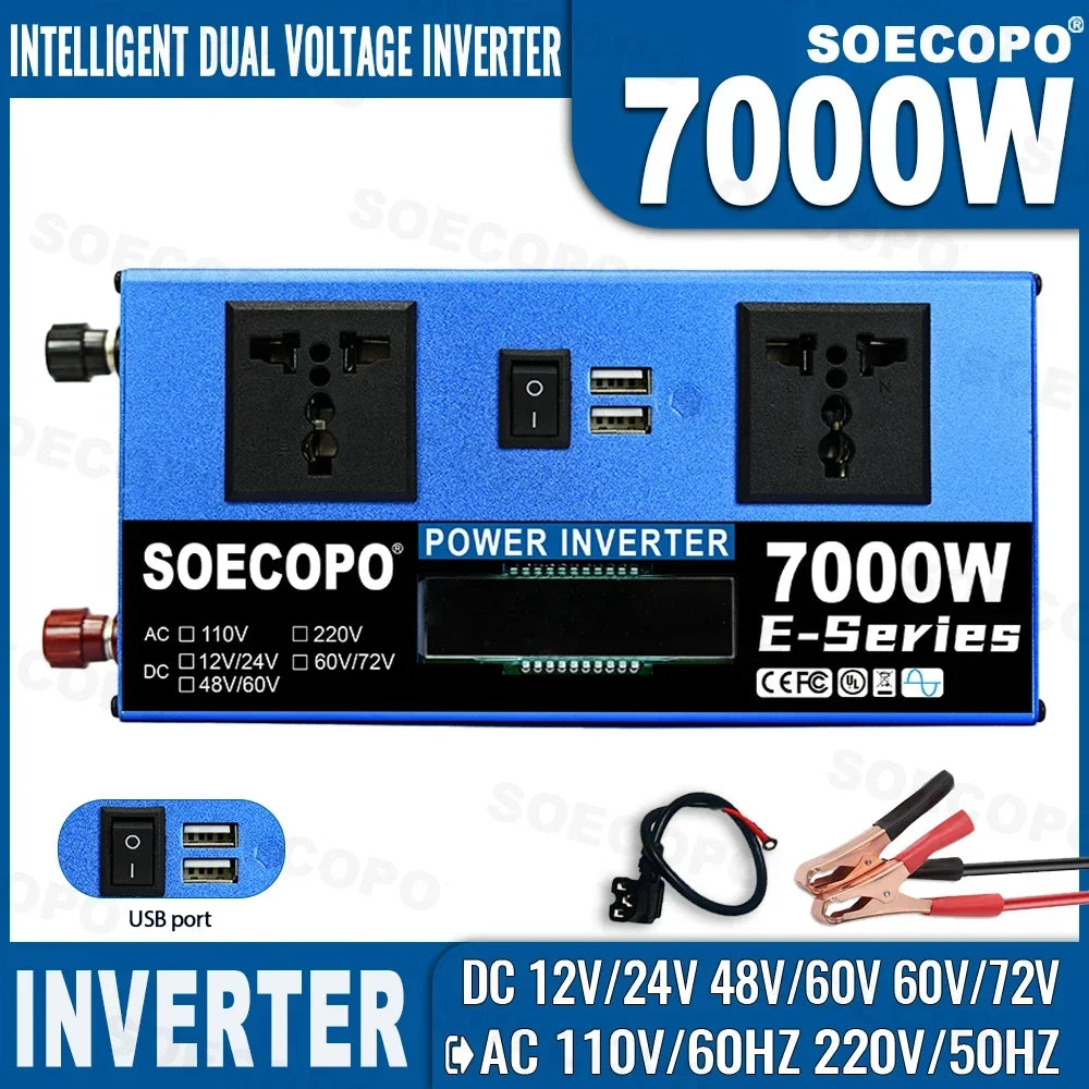 Inverter di Potenza 700W DC a AC 110V/220V con USB e Display LCD