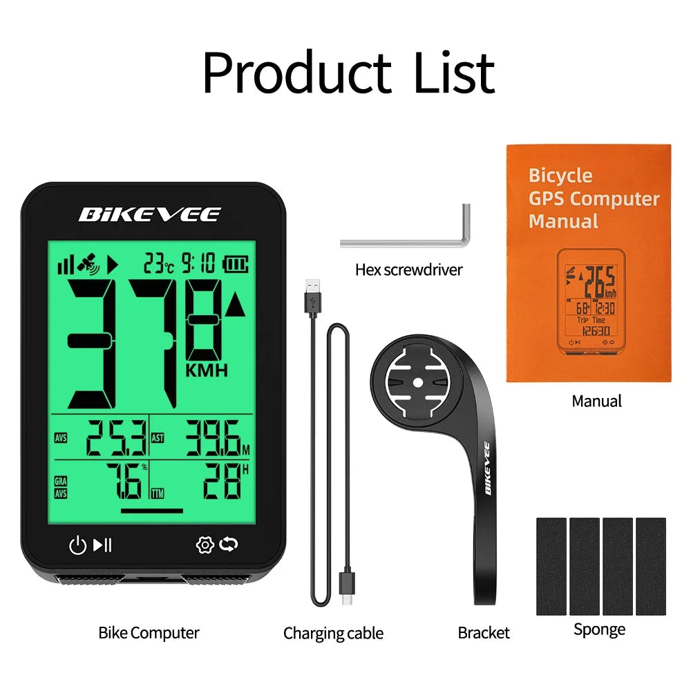 BKV-3101GN GPS Bicycle Computer with Backlit Display