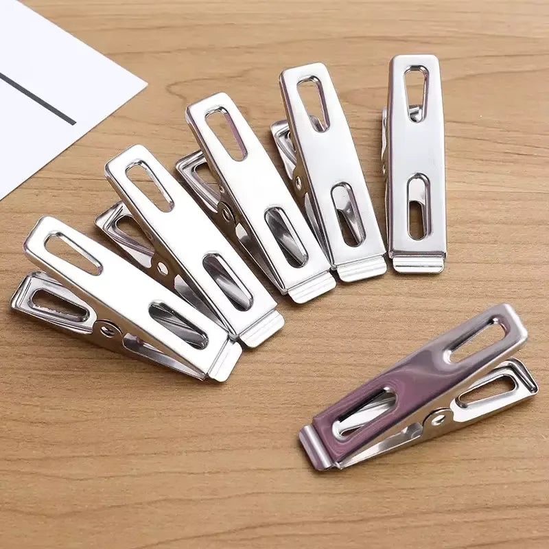 Stainless Steel Flat-Mouth Clips, 20 Pack