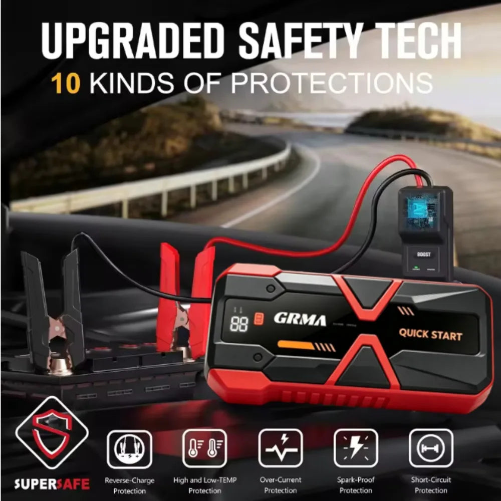 Portable Car Jump Starter 12000A Peak 12V Battery Pack with LED Light