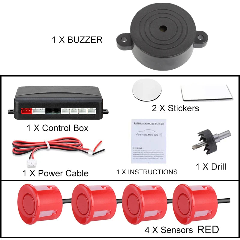 12 V Einparkhilfe-Set - Vier Sensoren mit 22 mm