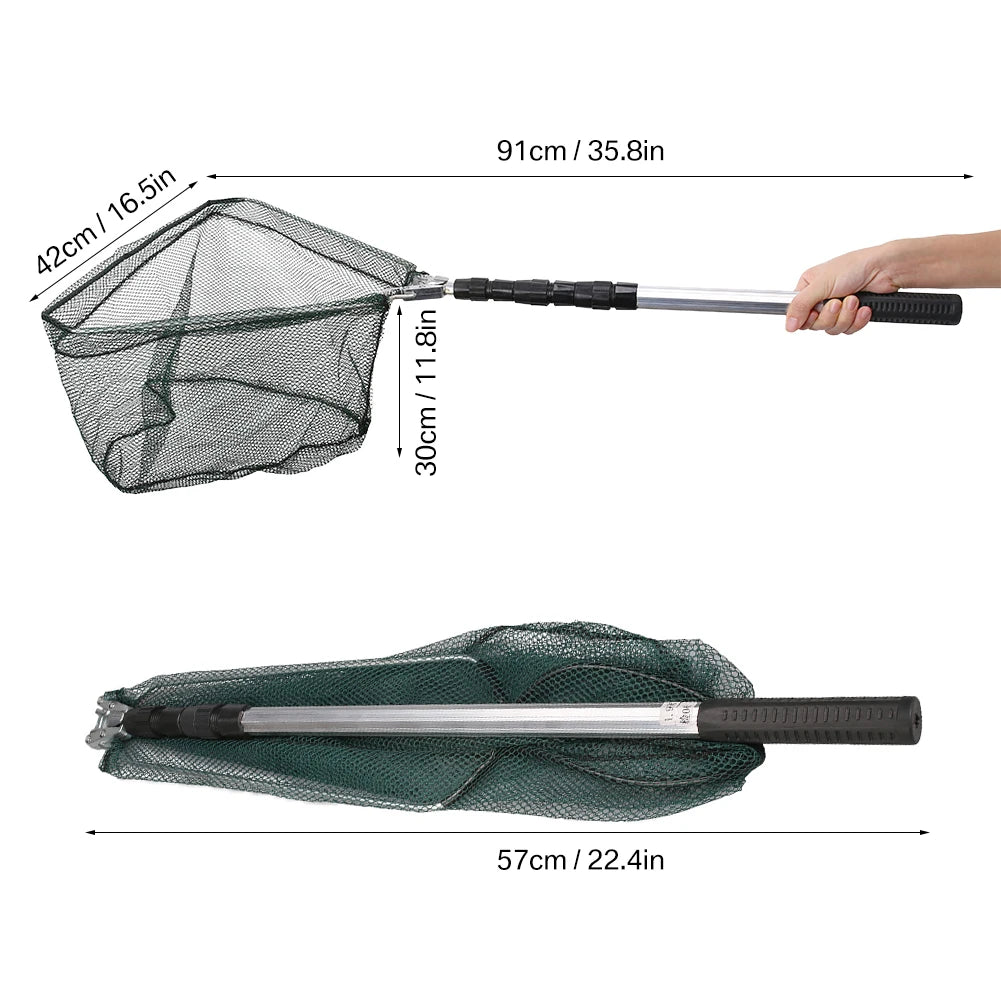 Telescopic Folding Fishing Landing Net with Long Extendable Handle