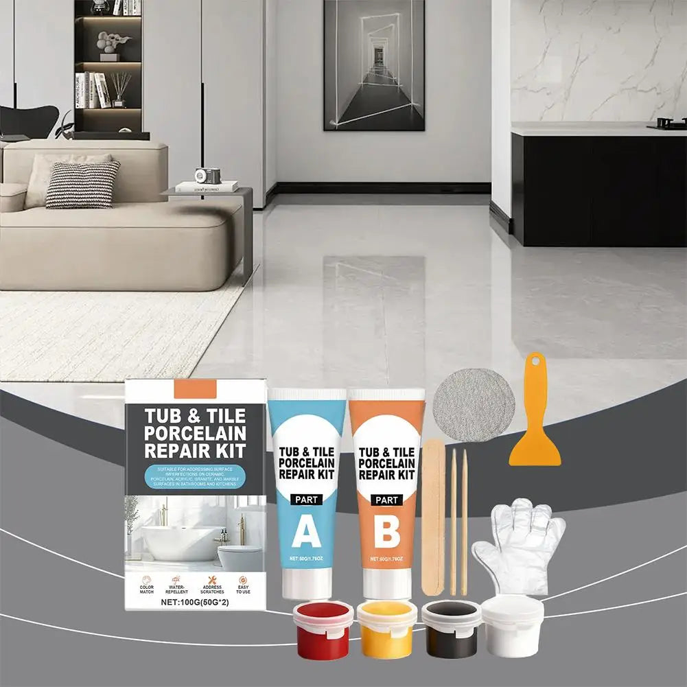 Tile Repair Agent Kit Paste Tile Ceramic Porcelain Repair Marble Floor Toilet Washbasin Crack Damage Break Fracture Caulk Repair