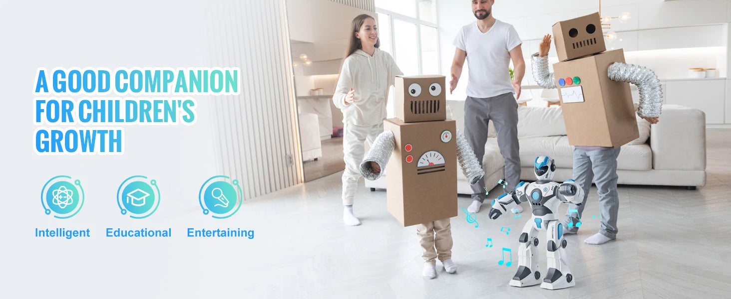 Jouet Robot Intelligent RC avec Contrôle Vocal, Gestes et Programmation