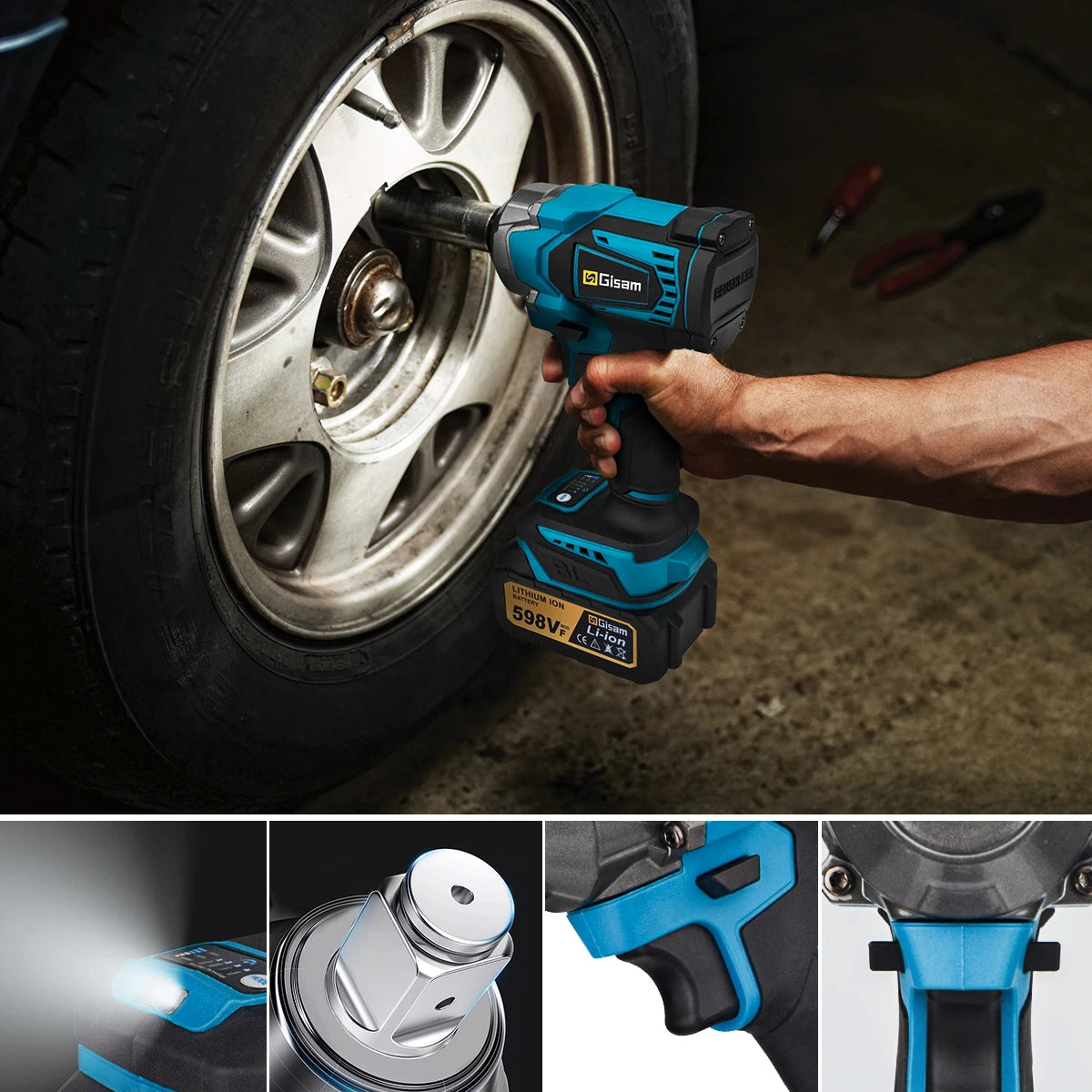 Brushless Electric Impact Wrench Compatible with Makita 18V Batteries