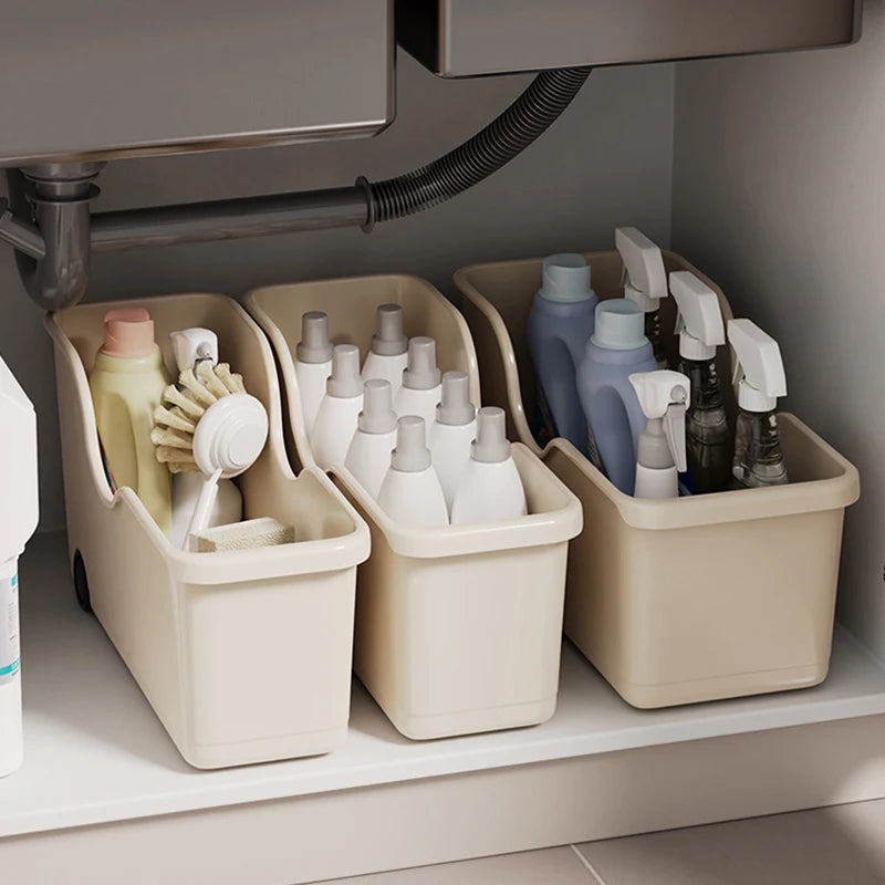 Storage Box with Wheels for Kitchen Seasoning Bottles and Make-Up