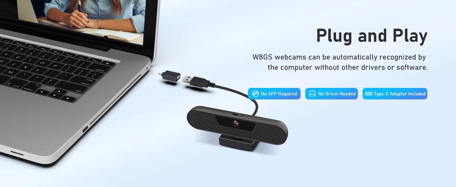 VIZOLINK 4K UHD webkamera 8MP webkamera 4 zajszűrő mikrofonnal automatikus fókusz USB webkamera PC-hez Zoom Teams Google Meet streaminghez