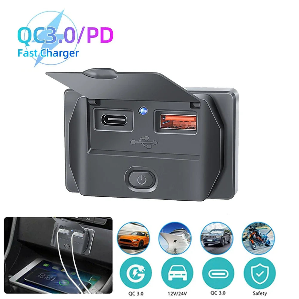 USB punjač za vozila za nadžbuknu montažu, 12V / 24V