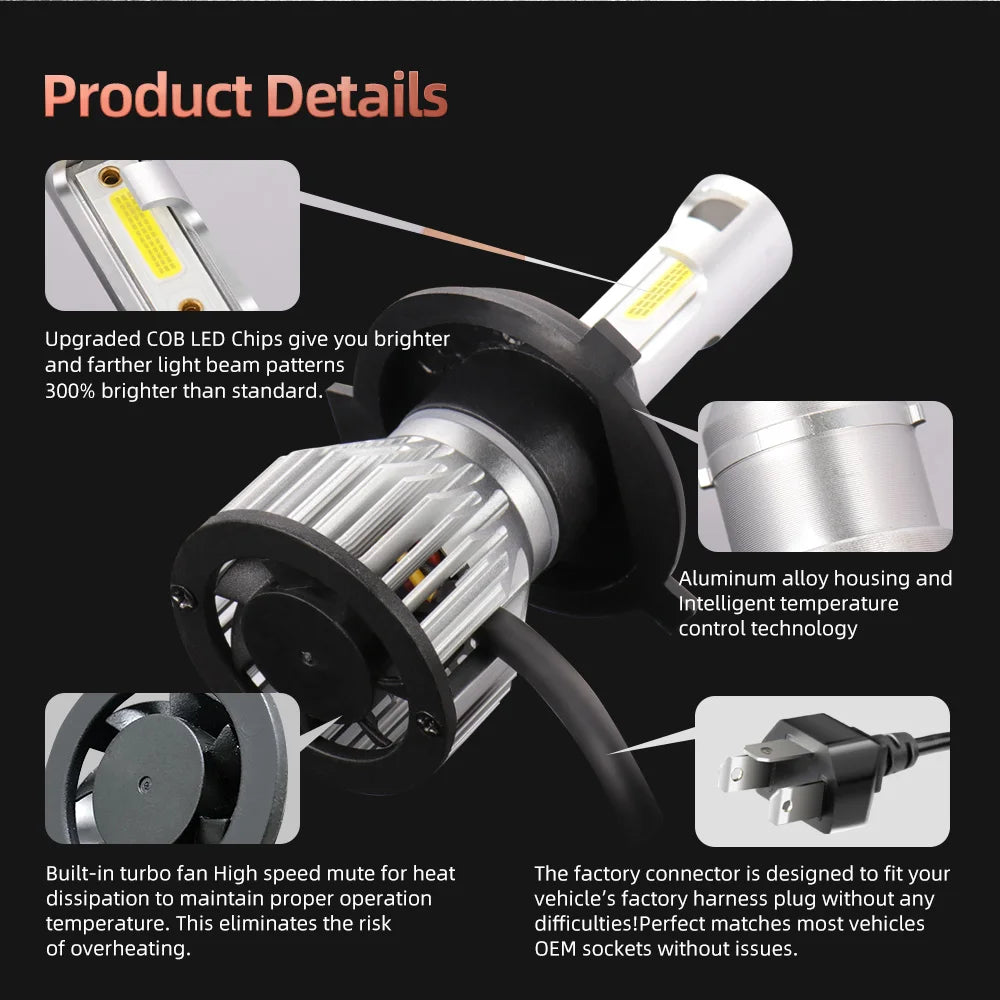 6000 K LED Vehicle Bulb Pair - Socket Options