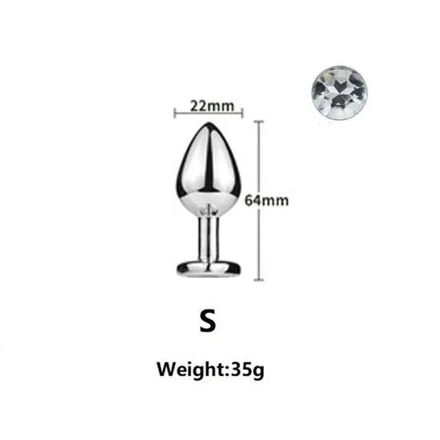 Small Size Metal Anal Beads Butt Plug Mini Rainbow Rose gold Butt Plug Crystal Jewelry Trainer Anal Dildo Masturbation Sex Toy