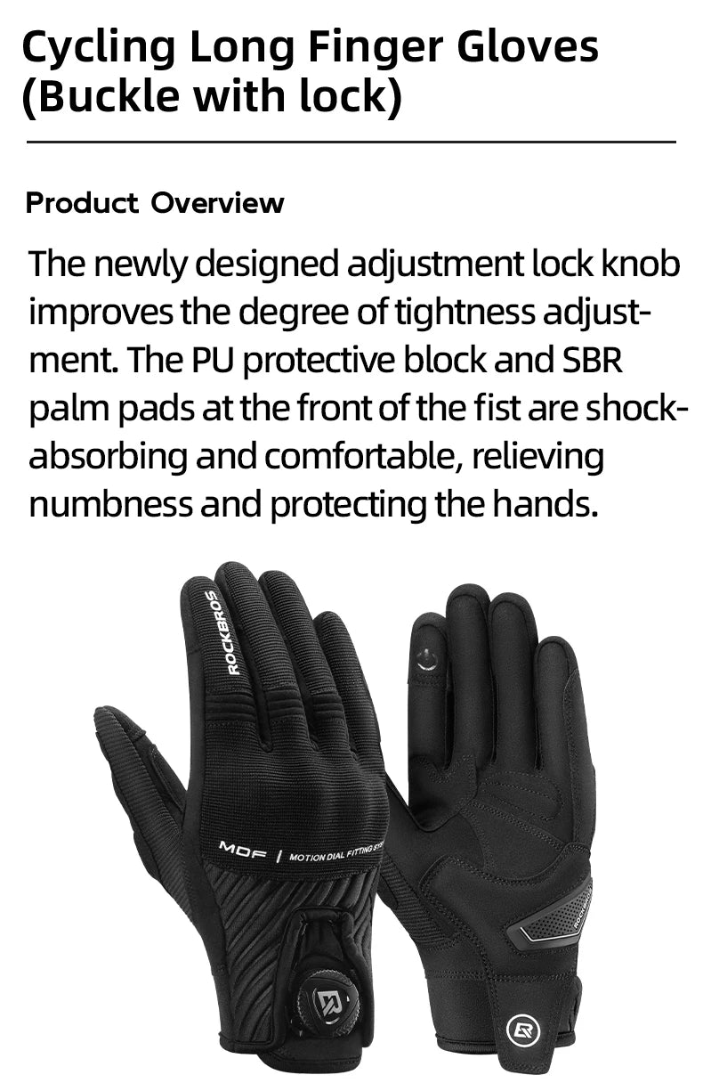 Full Finger Cycling Gloves with Shock-Absorbing Palm Pad