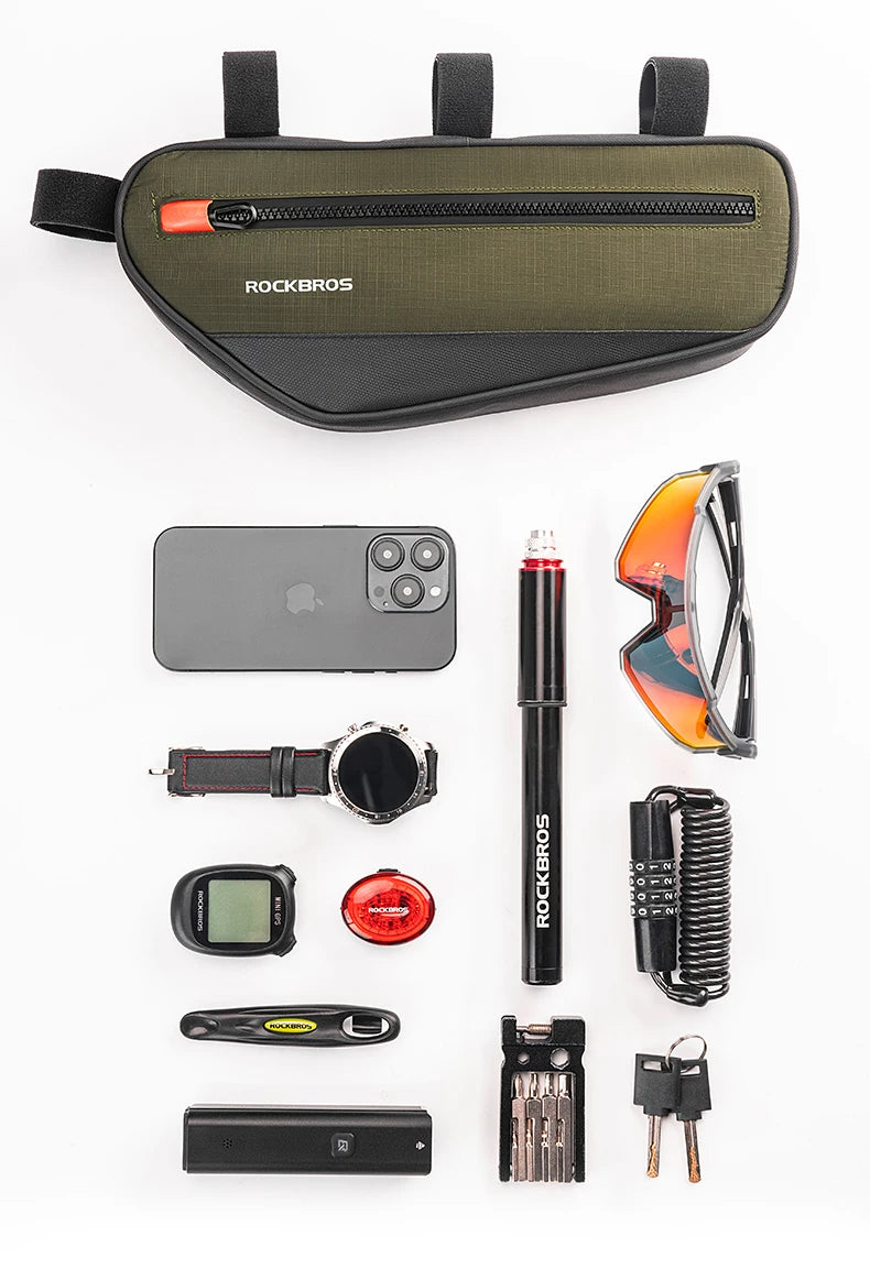 Bike Frame Tube Bag 1.7L with Reflective Design and Easy Mount