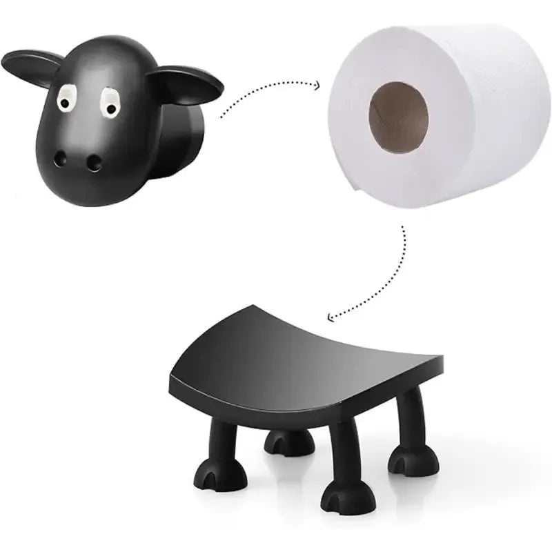Cute Sheep Toilet Paper Holder Standalone Cartoon Animal Bathroom Decor Non-Slip Base Space-Saving Design Unique Funny Gift Idea