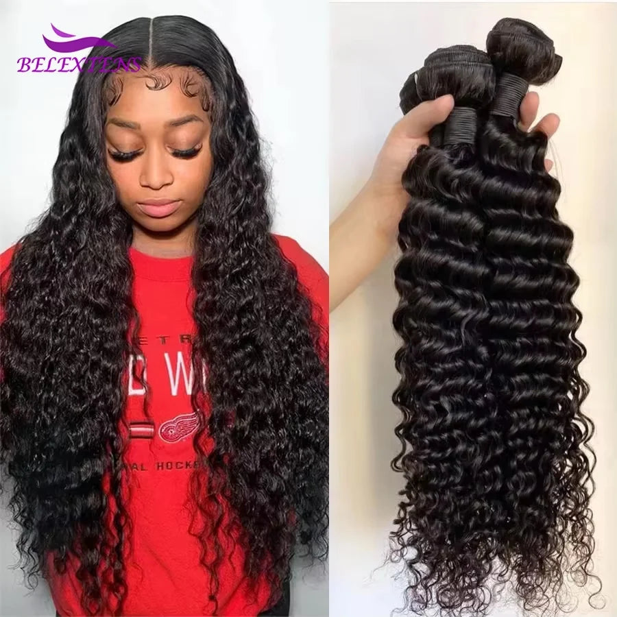 Deep Wave Bundles Brazilian Human Hair Extensions