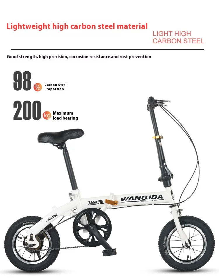 12" Mini Opvouwbare Fiets met Schijfremmen – Compacte Stadsfiets