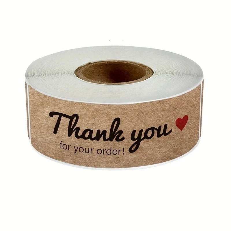 Kraft Paper Thank You Stickers Roll for Gift Packaging