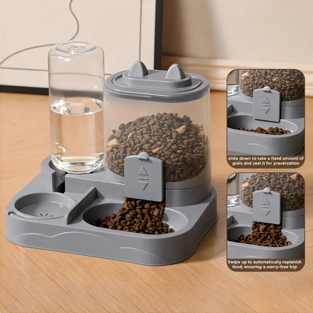 Pet Feeder Dual Food Bowl All-in-One Automatic Food Water Dispenser Large Capacity Food Storage Dispenser Pet Supplies