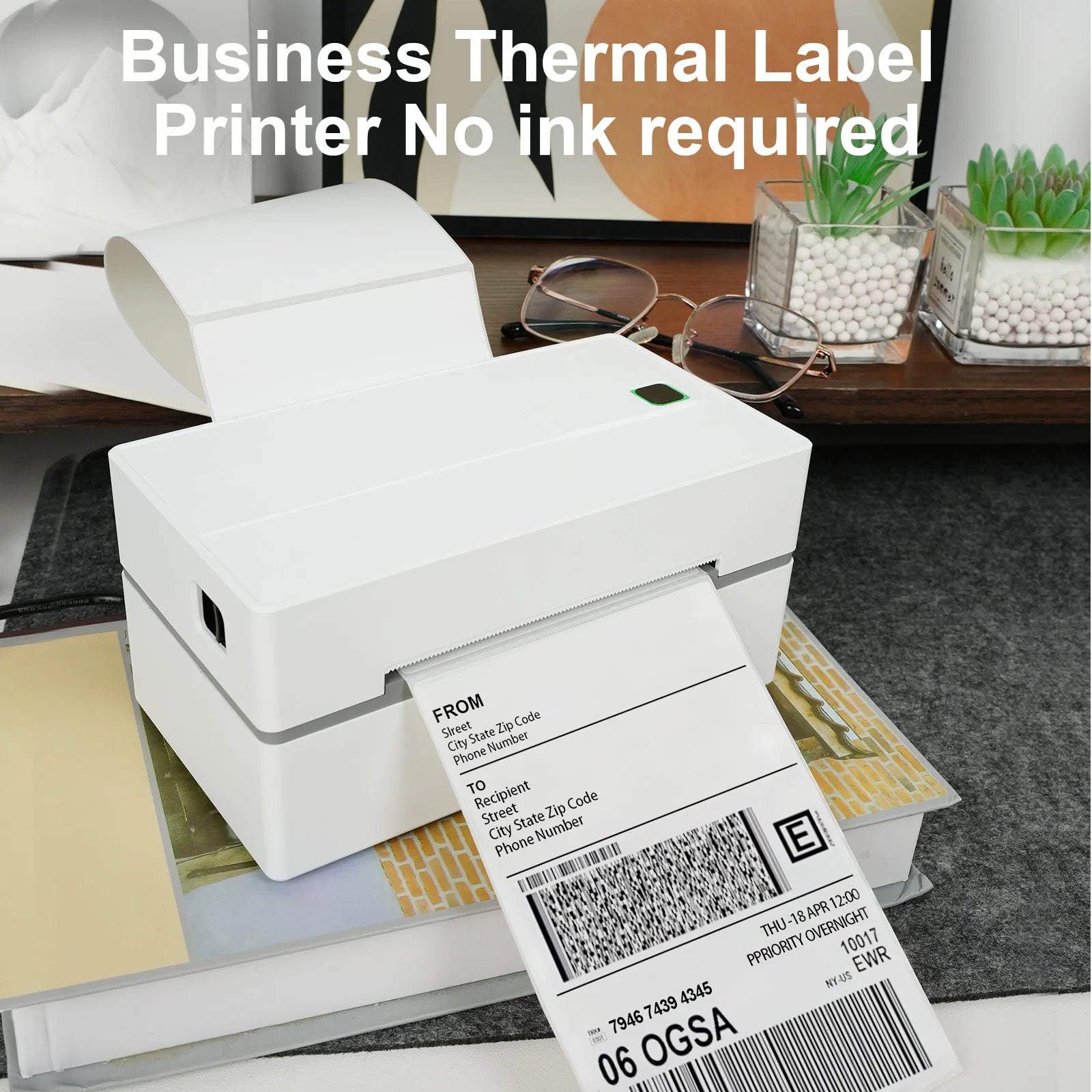 4x6 Thermal Label Printer No Ink Bluetooth USB 203 DPI Fast Print
