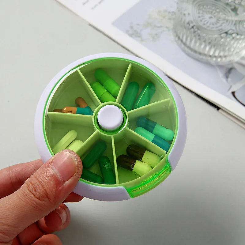 Portable Rotating Pill Box - 7-Day Weekly Pill Organizer